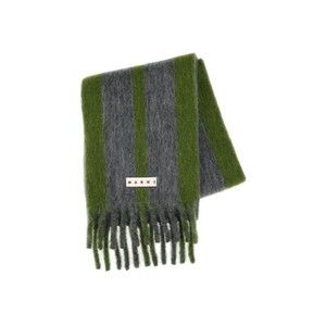 Marni Large Striped Wool Scarf With Logo Detail - NWT